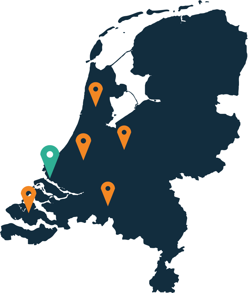 Nederlands-kaart-DSNW-werkplekken de plekken waar DSNW werkzaam is